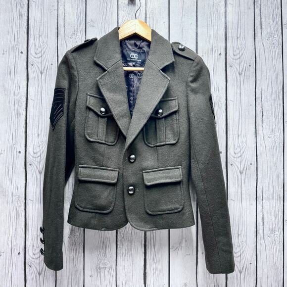 Women’s Tart Collections Olive Green Wool Blend Military Jacket Size X-Small - Picture 1 of 3
